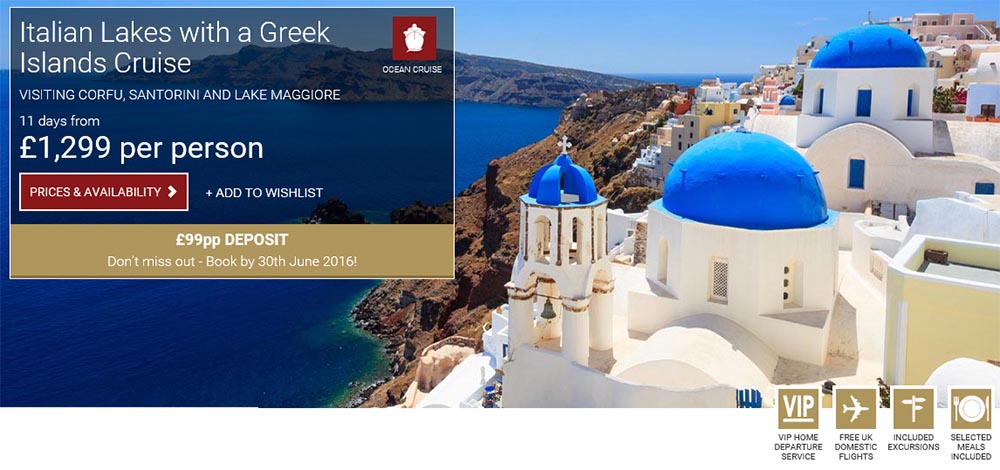 Escorted Tours Italian Lakes with a Greek Islands Cruise